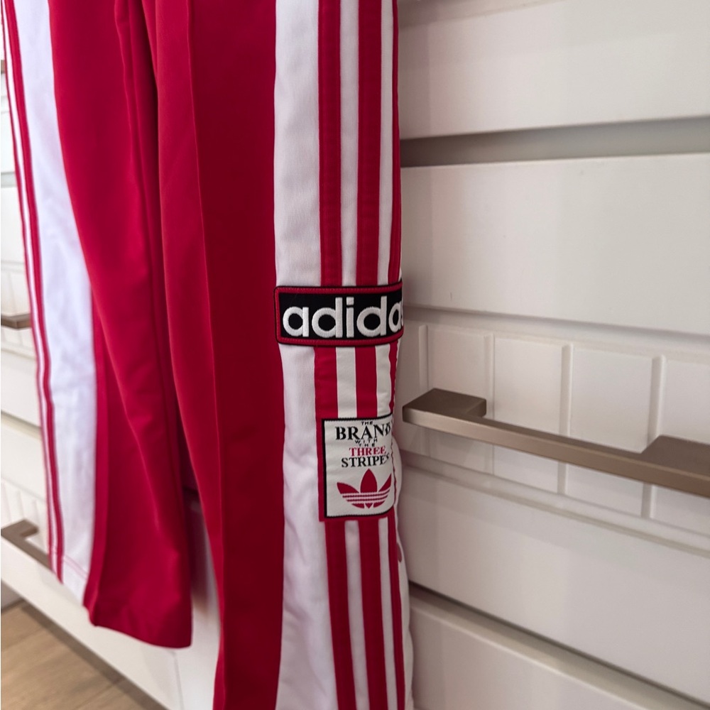 Adidas Red track pants snap-button sides